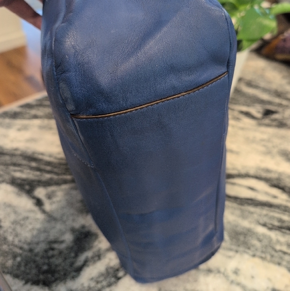 Coach Daisy Emma Spectator Leather Blue Navy Green Accents Shoulder Tote - Picture 6 of 10